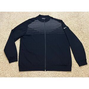 Nike Golf Tour Performance Black Wool Blend Knit Full Zip Jacket Size XXL EUC
